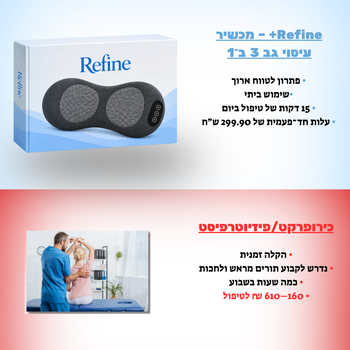 כרית טיפול הגב של Refine+